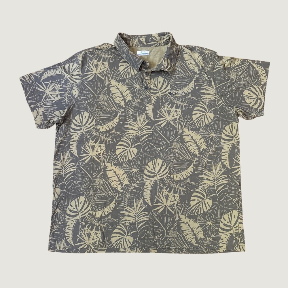 Columbia Polo Shirt Mens Green Tropical Palm Leaf Print AM1367 SIZE XXL